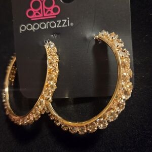 Paparazzi Gold Crystal Hoop Earrings
